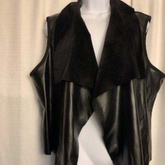Ruby Rd. Jackets & Blazers - Ruby Rd PXL Black Faux Leather Vest